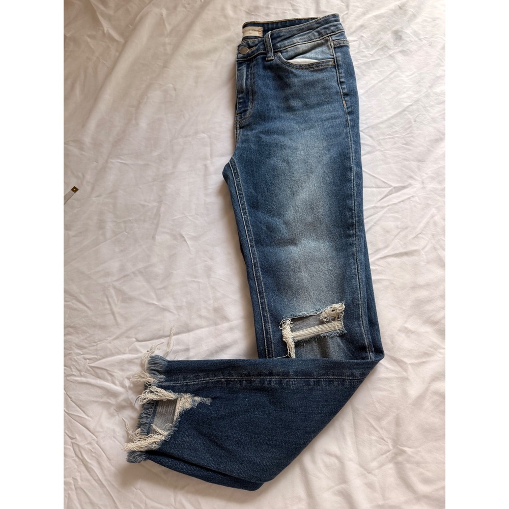 Altar'd State Distressed Skinny Jeans Medium Wash Ripped Knee Frayed Hem - Picture 12 of 12